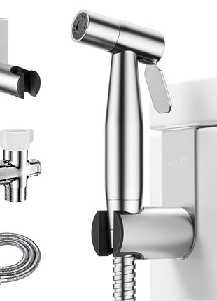 Arofa Handheld Toilet Bidet Sprayer for Toilet-Adjustable Water Pressure Control with Bidet Hose for Feminine Wash, Stainless Steel Brushed Nickel Bidet Faucet Cloth Diaper for Baby Wash
