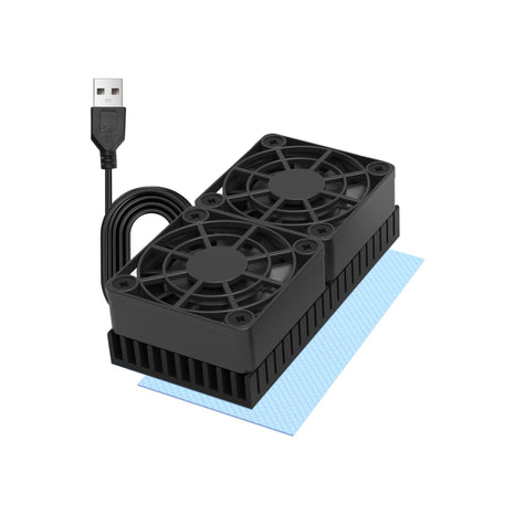 PANO-MOUNTS 40mmx2 Mini USB Radiator Fan Silent and Efficient 4010 Fan with Included 10mm Aluminum Heat Sink and Thermal Pad for Graphics Cards Router HDD 3D Printer