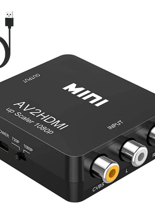 BD&M RCA to HDMI Converter, Composite to HDMI Adapter Support 1080P PAL/NTSC Compatible with PS one, PS2, PS3, STB, Xbox, VHS, VCR, Blue-Ray DVD Players