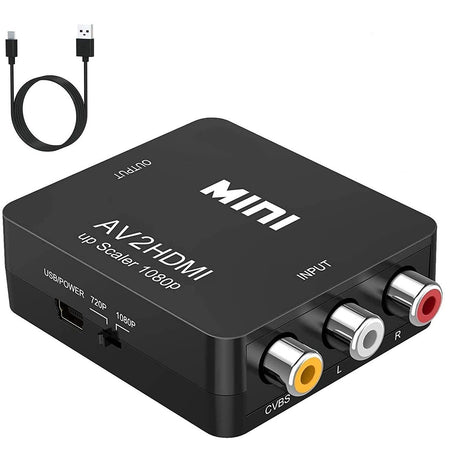 BD&M RCA to HDMI Converter, Composite to HDMI Adapter Support 1080P PAL/NTSC Compatible with PS one, PS2, PS3, STB, Xbox, VHS, VCR, Blue-Ray DVD Players