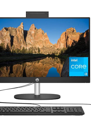 HP 23.8 inch All-in-One Desktop PC, FHD Display, Intel Core i3-N300, 8 GB RAM, 256 GB SSD, Intel UHD Graphics, Windows 11 Home, 24-cr0030 (2023), Shell White