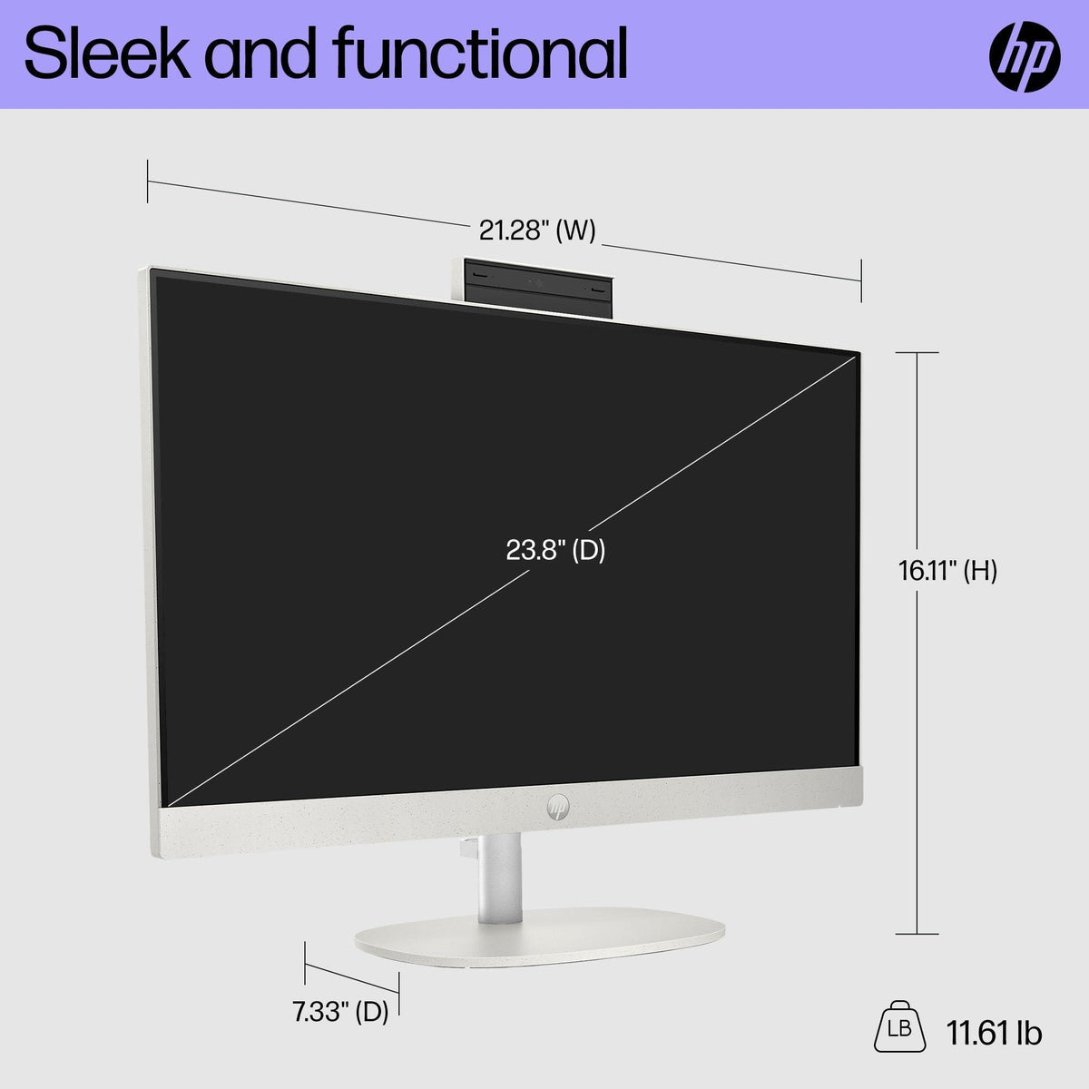 HP 23.8 inch All-in-One Desktop PC, FHD Display, AMD Athlon Silver 7120U, 8 GB RAM, 256 GB SSD, AMD Radeon Graphics, Windows 11 Home, 24-cr0110 (2023)