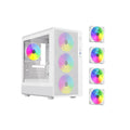 DIYPC ARGB-R1-W White USB3.0 /Type C Micro ATX Gaming Computer Case w/Tempered Glass Panel and 4 x ARGB 120mm Fans (Pre-Installed)
