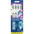 Oral-B Advantage Vivid Dual Action Whitening Toothbrushes, Soft, Tooth Brush Pack of 4 Count, Tooth Brushes (Packaging and Product Color May Vary)