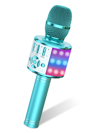 Amazmic Kids Karaoke Microphone Machine Toys for Girls Bluetooth Microphone with LED Light, Christmas Birthday Gift for Girls Boys 3-12+ Years Old (Blue)