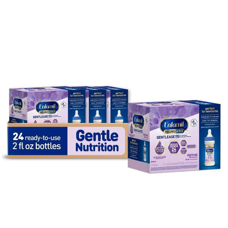 Enfamil NeuroPro Gentlease Ready-to-Feed with Smaller Proteins for Easy Digestion,Brain Supporting DHA, HuMO6* Blend, Baby Formula for easing Fussiness, Gas, Spit-up in 24hrs, 2 Fl Oz (6 ct), 4 Pack