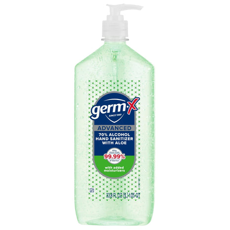 Germ-X Advanced Hand Sanitizer with Aloe and Vitamin E, 1 Liter, Less Drying Moisturizing Gel, No Rinse Formula, Pump Bottle