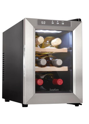 Ivation Premium 8 Bottle Horizontal Thermoelectric Wine Cooler/Chiller Counter Top Red & White Wine Cellar w/Digital Temperature, Freestanding Refrigerator Quiet Operation Fridge