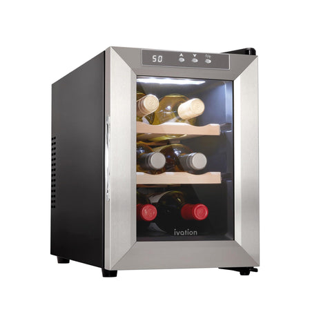 Ivation Premium 8 Bottle Horizontal Thermoelectric Wine Cooler/Chiller Counter Top Red & White Wine Cellar w/Digital Temperature, Freestanding Refrigerator Quiet Operation Fridge