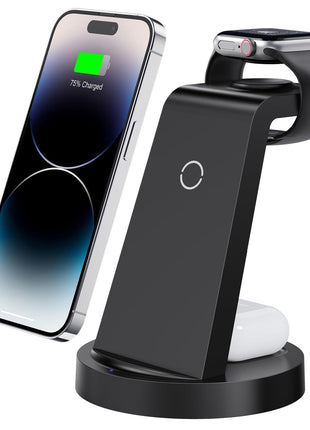 Anlmz 3 in 1 Charging Station for iPhone, Wireless Charger for iPhone 17 16e 16 15 14 13 12 11 X Pro Max & Apple Watch - Wireless Charging Station for AirPods 4 3 Pro