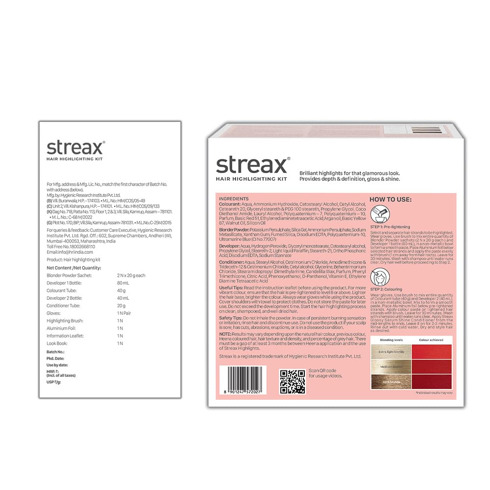 Streax Hair Colour Highlight Kit | Red Hair Colour, Scarlet Red - Pack of 1 I Enriched with Walnut & Argan Oil I Hair Colour for Women | Rich, vibrant, Easy to use, DIY Application