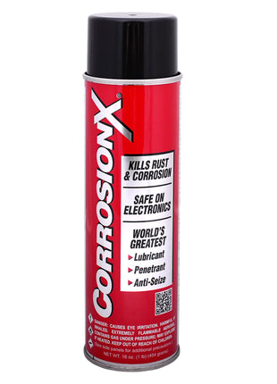CorrosionX Rust Inhibitor, Industrial-Strength Dielectric Corrosion Prevention, Lubricant & Penetrant for Marine, Automotive, Electronics & RV Use, Protects Bolts, Cables, Engines, Parts, 16oz Aerosol