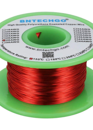 BNTECHGO 28 AWG Magnet Wire 4 oz Red Enameled Copper Wire 0.0122"(0.31mm) | 28 Gauge Enameled Copper Coil Wire Widely Used For Transformers, Inductors, Speakers, Electromagnets, Educational Experiments