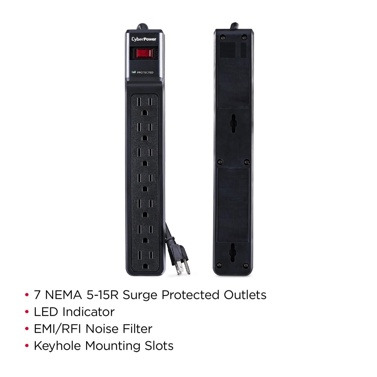 CyberPower CSB706 Essential Surge Protector, 1500J/125V, 7 Outlets, 6ft Power Cord