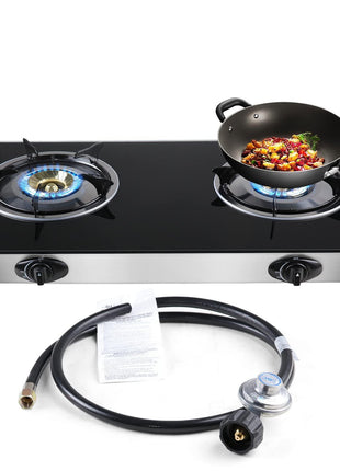 forimo Propane Gas Cooktop 2 Burners Gas Stove portable Tempered Glass Double Burners Stove Auto Ignition Camping Double Burner LPG for RV,Apartments,Outdoor