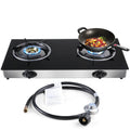 forimo Propane Gas Cooktop 2 Burners Gas Stove portable gas stove Tempered Glass Double Burners Stove Auto Ignition Camping Double Burner LPG for RV,Apartments,Outdoor