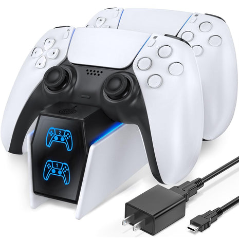 OIVO PS5 Controller Charger with Fast Charging AC Adapter, PS5 Controller Charging Station Stand for PlayStation 5, Docking Station Replacement for PS 5 Accessories Kits