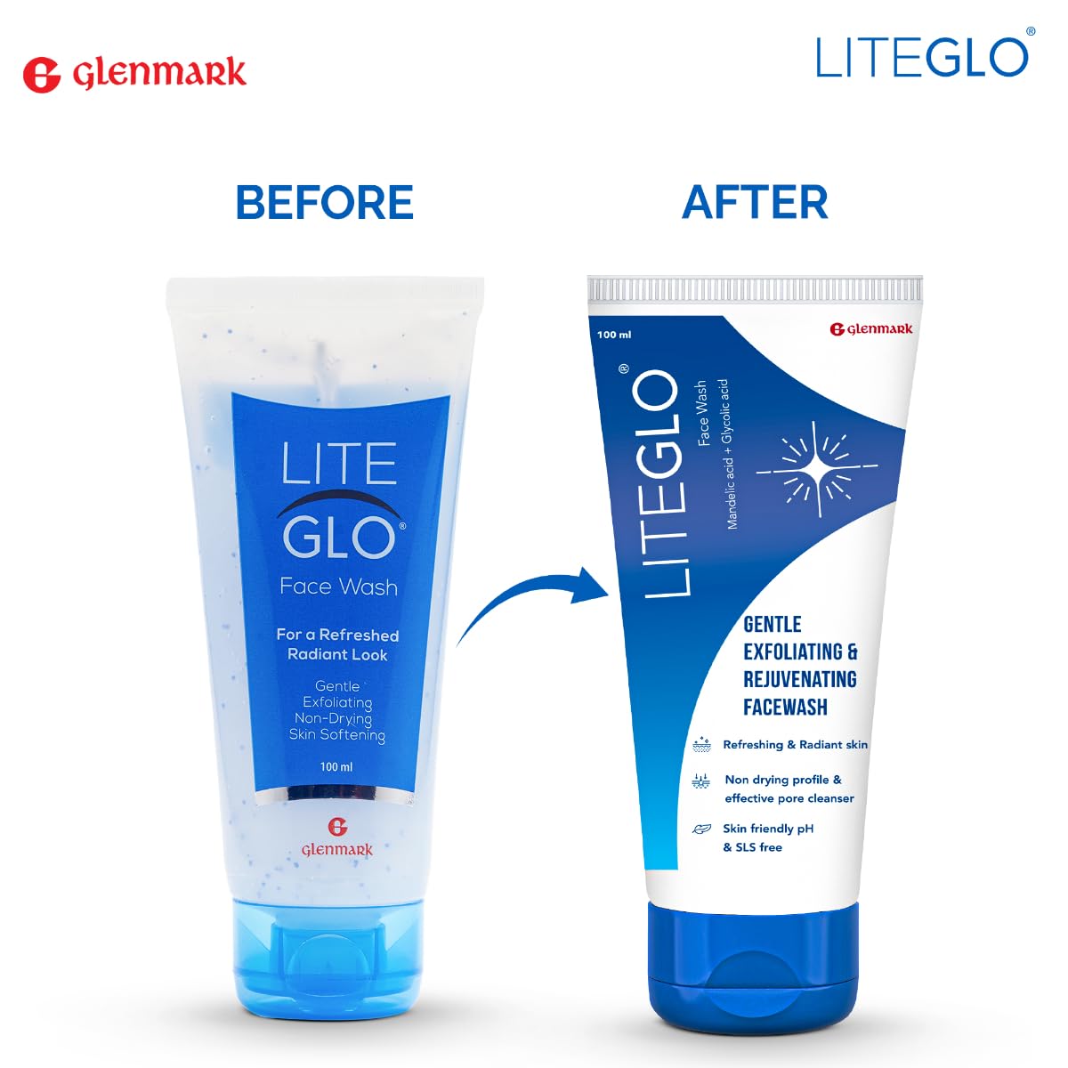 Lite Glo Face Wash for Combination Skin - Contains Vitamin C, Glycolic Acid and Mandelic Acid, Helps with Optimal Exfoliation, Prevents Dryness of Skin, Gives Gentle Cleanse