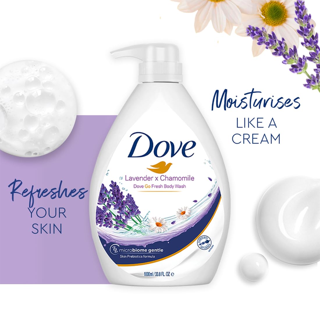 Dove Lavender & Chamomile Go Fresh Body Wash with Relaxing Floral Scent, 1L