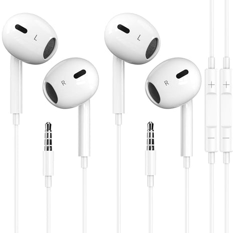 Docutca 2 Pack Wired Earbuds/Wired Headphones with 3.5mm Jack Earphones[MFi Certified] with Microphone Volume Control Compatible for iPhone,iPad,iPod,Computer,MP3/4,Android Most 3.5mm Audio Devices