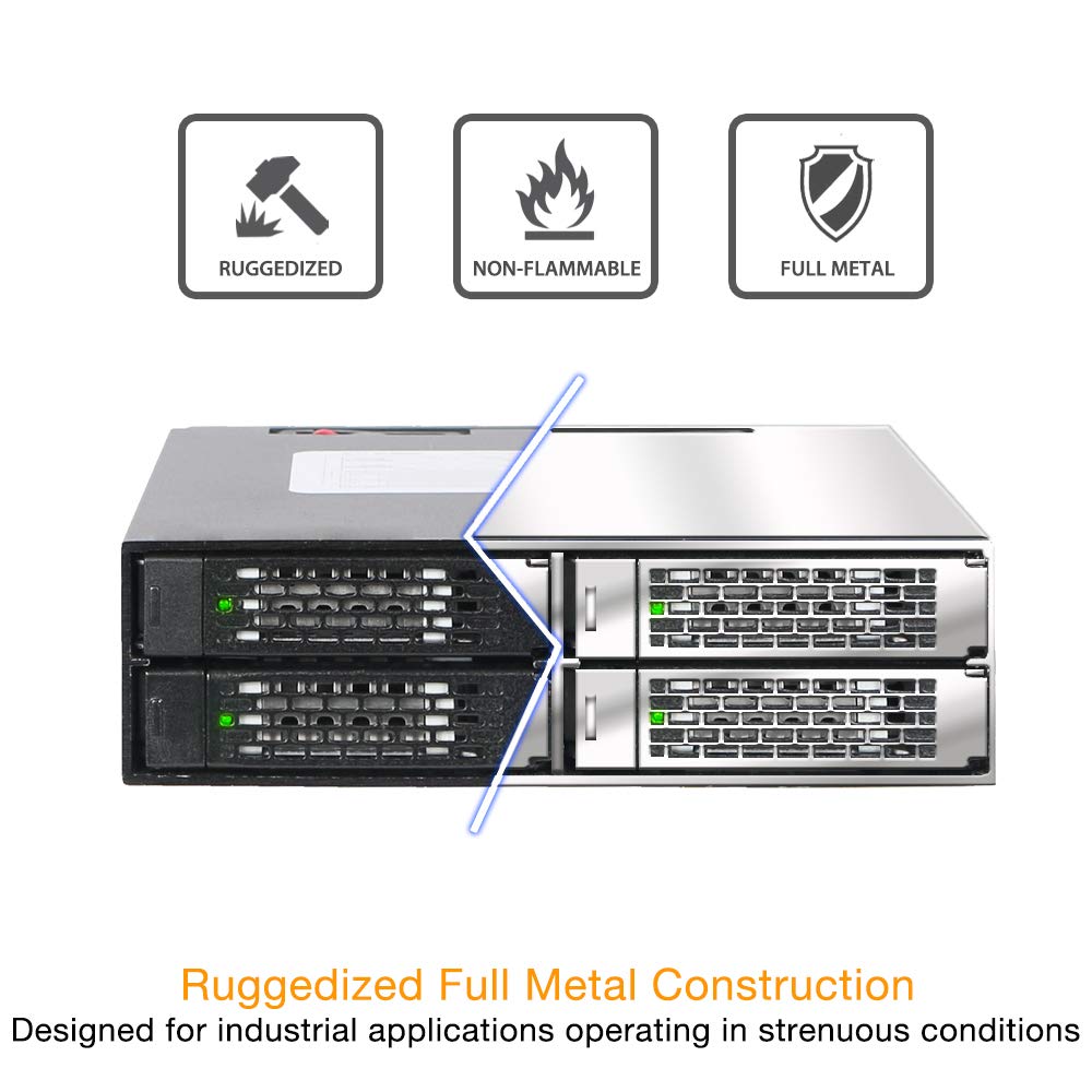 ICY DOCK Rugged 4 x 2.5 SAS/SATA HDD/SSD Mobile Rack Enclosure for 5.25" Bay | ToughArmor MB994SP-4S