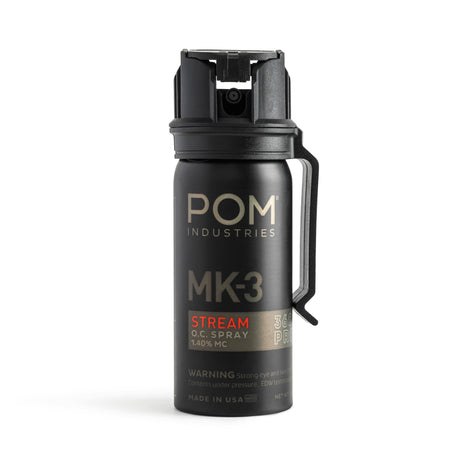 POM MK3 Pepper Spray, Belt Clip Model, Maximum Police Strength OC with UV Marking Dye, Quick Flip Top Safety, 360° Performance at Any Angle, Powerful Accurate Stream, 18 ft Range, 1.8 fl oz