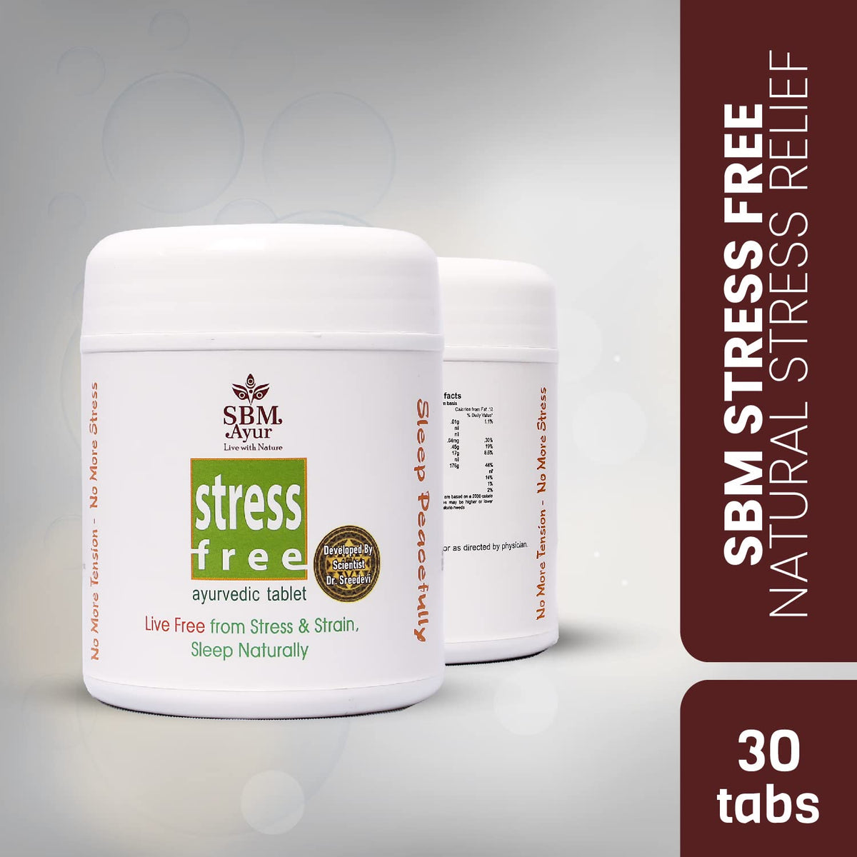 SBM Ayur Ayurvedic Stress free 30 Tablets|100% Natural Medicine| May help to reduce Stress, Hypertension| Live Free from Strain | Helps for Peaceful Sleep | helps to Promote Mind Calmness| May Balances Blood Pressure | May Helps for relieving Fatigue.