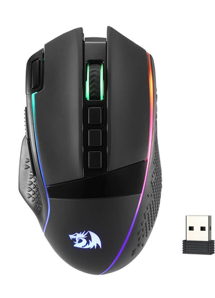 Redragon M991 Wireless Gaming Mouse, 26000 DPI 3-Mode Gamer Mice w/Rapid Fire Key, 9 Macro Buttons, Powerful Capacity and RGB Backlight for PC/Mac/Laptop, Black