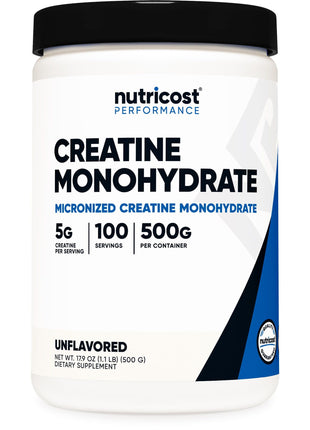 Nutricost Creatine Monohydrate Micronized Powder 500G, 5000mg Per Serv (5g)   100 Servings, 17.9 Oz