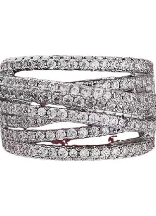 S925 Sterling Silver Luxury Fashion Shiny Full Diamond Multilayer Geometric Ring Cubic Zirconia Rings Anniversary Ring CZ Diamond Eternity Engagement Wedding Rings Women Jewelry Size 6-10 CZC704