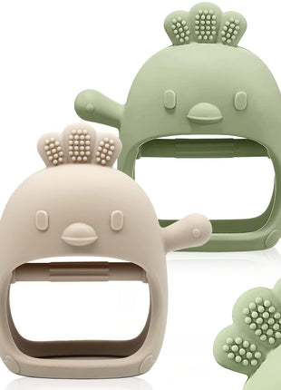 ChooKaChoo 2 Pack Baby Teething Toy Silicone Teething Mitten for Babies Over 3 Months Anti Dropping Wrist Hand Teethers Baby Chew Toys for Sucking Needs, BPA Free