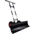 Best Choice Products 36in Heavy-Duty 2-Wheel Snow Pusher Hand Plow for Snow Removal w/Wheels, Adjustable Handle, Blade Angle, Reflective Tape - Black