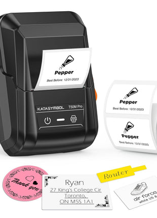 SUPVAN T50M Pro Bluetooth Label Maker Machine with Tape, Wide Waterproof Label, Versatile App with 40 Fonts and 450+ Icons, Inkless Labeler for Home, Kitchen, School, Office Organization, Black
