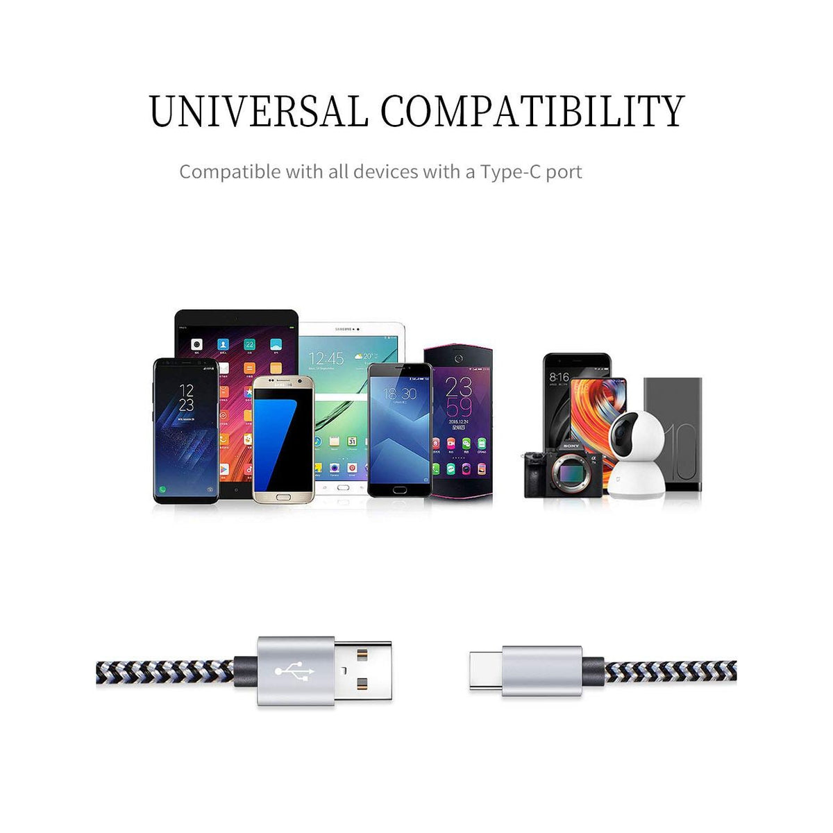 Teeind USB Type C Cable Fast Charging, Tpc001 5 Pack(6Ft 3A) Braided C Charger Cables Compatible with Samsung S10e/note 9/s10/s9/s8 Plus/A80/A50/A20