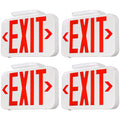 TORCHSTAR LED Exit Sign, Emergency Exit Light with Battery Backup, Double Face, UL 924, AC 120/277V, Damp Location, Hardwired Red Letter Exit Lights for Business Indoor, Pack of 4