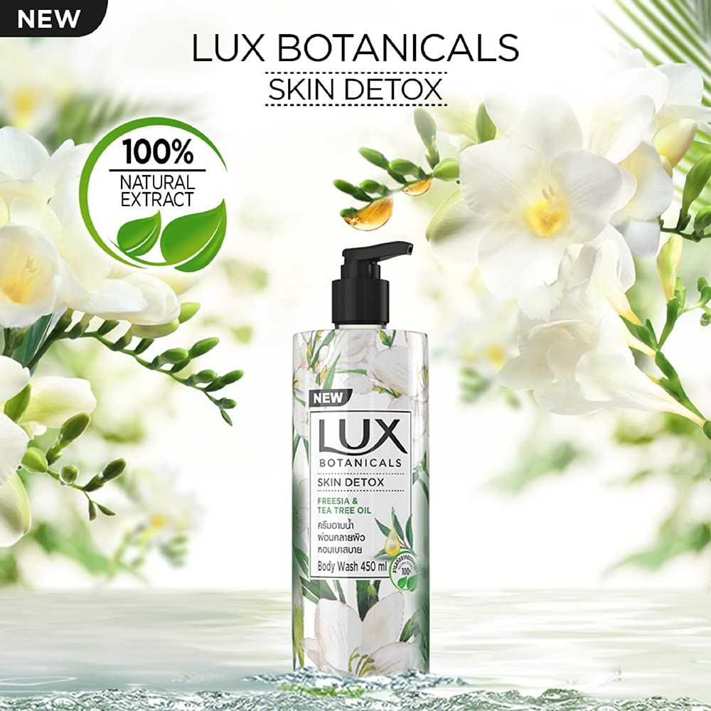 Lux Botanicals Skin Detox Shower Gel, Natural Extracts, No Paraben, Free Loofah, 450 ml