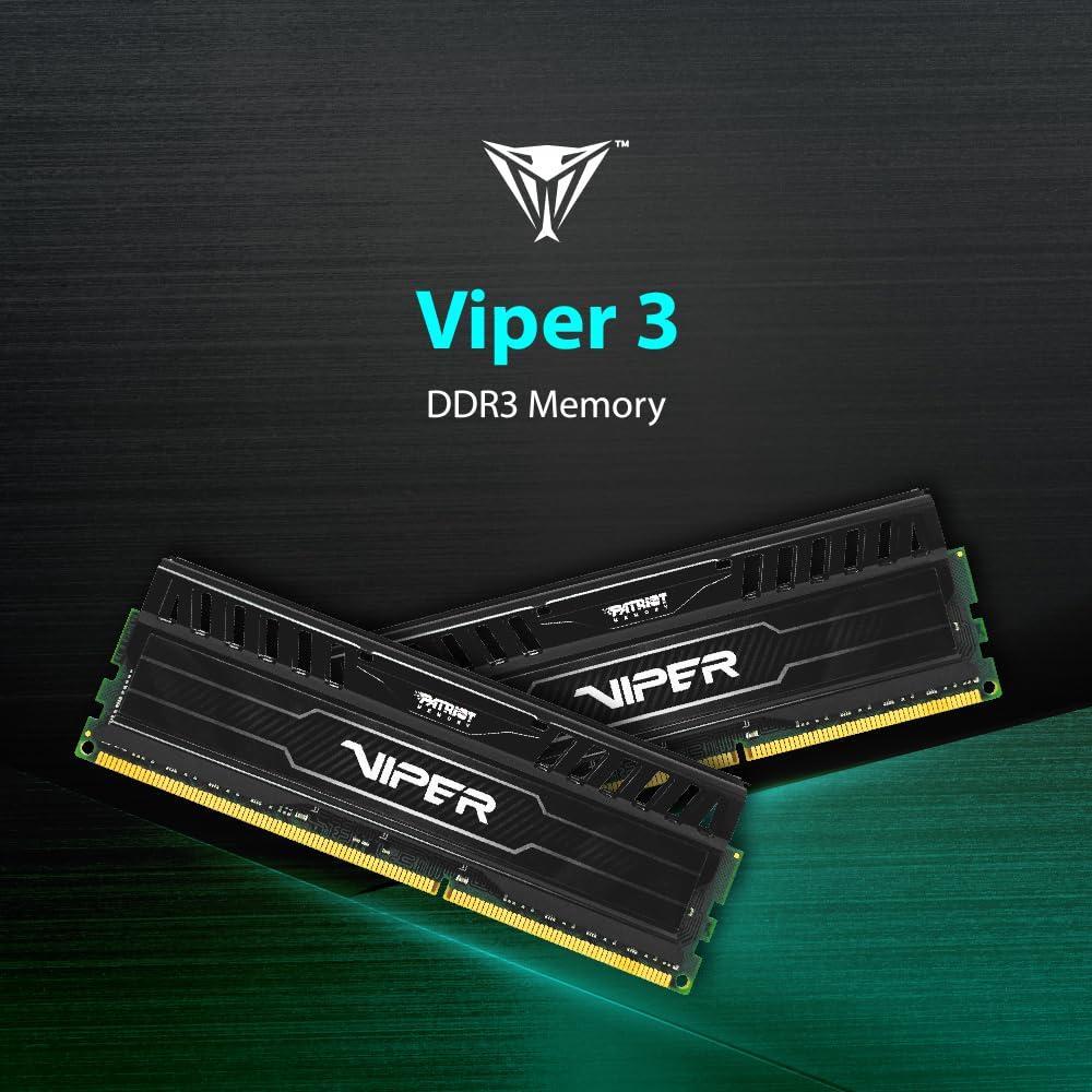 Patriot Memory Viper 3 DDR3 RAM 16GB (2X8GB) 1866MHz CL10 1.5v UDIMM Desktop Gaming Memory Kit Compatible with XMP - PV316G186C0K