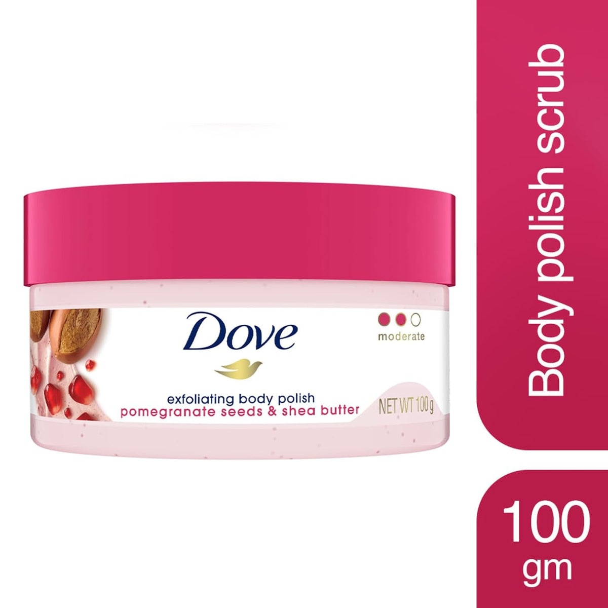 Dove Body Polish for Skin Exfoliation & Moisturisation with Pomergranate Seeds & Shea Butter| For Radiant & Soft Skin | Sulphate Free | 100g