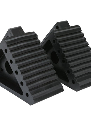 MaxxHaul Solid Rubber Wheel Chock 2-Pack | 8" x 4" x 6" Heavy-Duty Tire Stop | Non-Slip Traction Pads | Built-in Handle | All-Weather Vehicle Safety Block | Black | (70472)