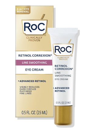 RoC Retinol Correxion Under Eye Cream for Dark Circles & Puffiness, Daily Wrinkle Cream, Anti Aging Skin Care Treatment Women and Men, 0.5 oz (Packaging May Vary)
