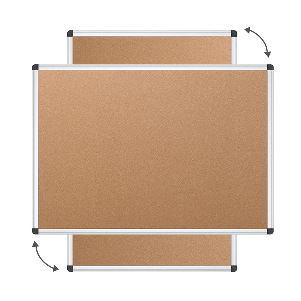 VIZ-PRO Cork Notice Board, 36 X 24 Inches, Silver Aluminium Frame