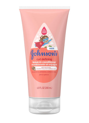 Johnson's Kids Curl Defining Leave-In Conditioner + Shea Butter, Tear-Free, Paraben-, Sulfate- & Dye-Free, Hypoallergenic & Gentle for Toddlers' Haircare, Bath Essentials, 6.8 fl. oz