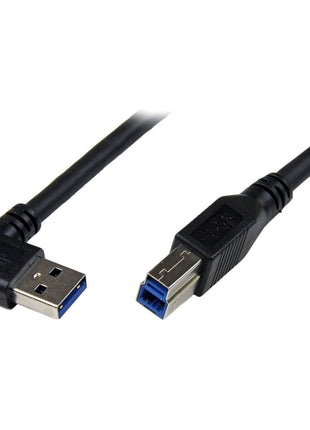 StarTech.com 1m Black SuperSpeed USB 3.0 Cable - Right Angle A to B - 3 ft USB 3 Cable - Right Angle USB 3.0 A (M) to USB 3.0 B (M) (USB3SAB1MRA)