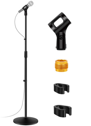 InnoGear Mic Stand, Microphone Stand Floor Detachable Boom Mic Arm Stands with Weighted Round Base, Height Adjustable from 34 inch to 60 inch for Blue Yeti HyperX QuadCast Shure SM58 Samson Q2U Fifine K669B