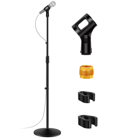 InnoGear Mic Stand, Microphone Stand Floor Detachable Boom Mic Arm Stands with Weighted Round Base, Height Adjustable from 34 inch to 60 inch for Blue Yeti HyperX QuadCast Shure SM58 Samson Q2U Fifine K669B