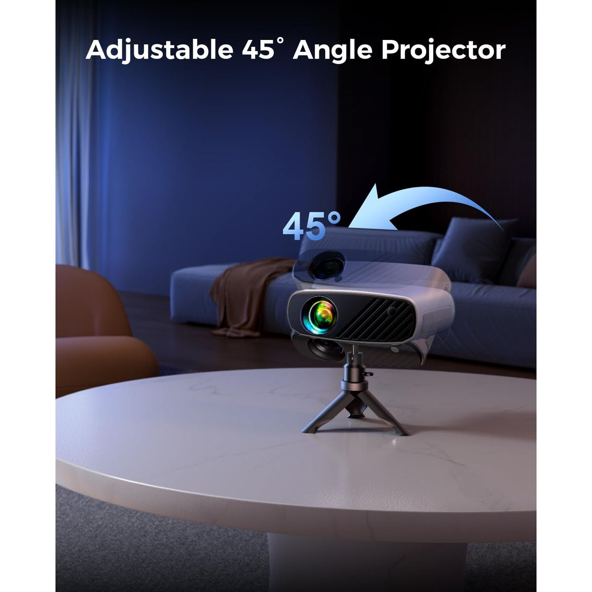 Mini Projector for iPhone, ELEPHAS 2025 Upgraded 1080P HD Projector, 8000L Portable Projector with Tripod, Movie Projector Compatible with Android/iOS/Windows/TV Stick/HDMI/USB