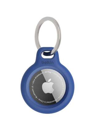Belkin Apple AirTag Secure Holder with Key Ring - Durable, Scratch-Resistant Case with Open Face & Raised Edges - Protective AirTag Keychain Holder Accessory for Keys, Pets, Luggage, & More - Blue