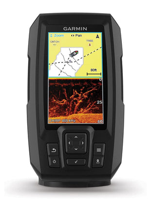 Garmin Striker 4cv with Transducer, 4 inch GPS Fishfinder with CHIRP Traditional and ClearVu Scanning Sonar Transducer and Built In Quickdraw Contours Mapping Software