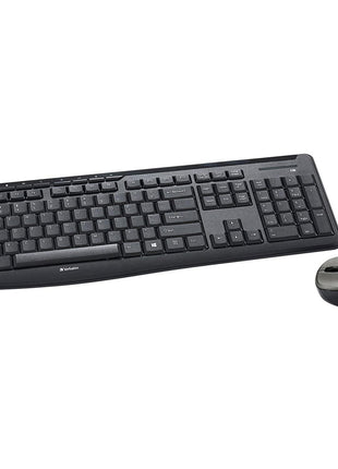 Verbatim 99779 Wireless Mouse and Keyboard with Silent Technology and 2.4GHz Nano Receiver, Graphite
