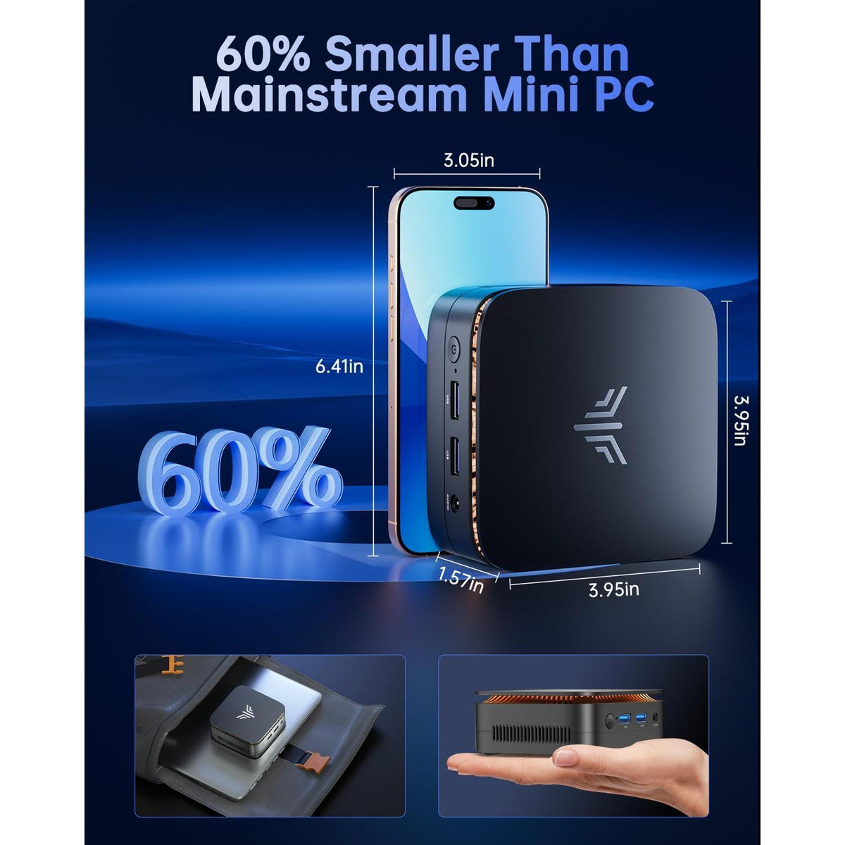 KAMRUI Mini PC, Essenx E1 Desktop Computer N150(up to 3.6GHz) Mini Computers 16GB RAM 256GB SSD Micro PC, Mini Tower Desktop PC Support 4K HDMI, Dual WiFi, BT4.2 for Business Home Office